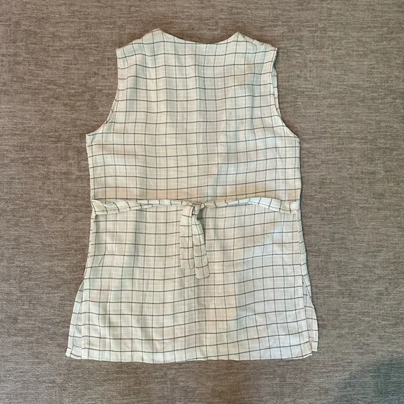 Vintage Ivory High Neckline Off White Button Front Vest Top - Picture 2 of 8